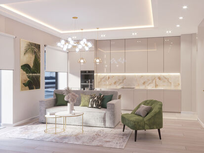 Фото № 5: Дизайн-проект трехкомнатной квартиры 62.48  м² Стиль Контемпорари для ЖК Д1