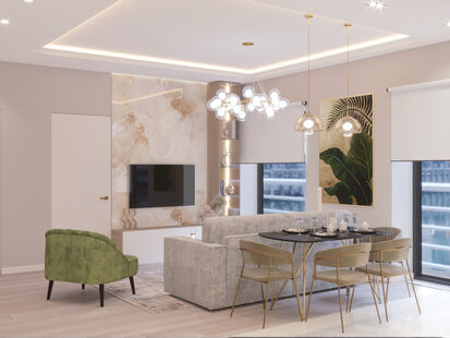 Фото № 6: Дизайн-проект трехкомнатной квартиры 62.48  м² Стиль Контемпорари для ЖК Д1