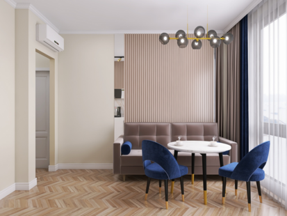 Фото № 6: Дизайн-проект однокомнатной квартиры 34.24  м² стиль Модернизм для ЖК Метрополия