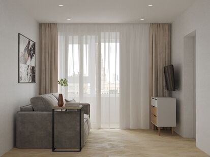 Фото № 3: Дизайн-проект двухкомнатной квартиры 30.3  м² Стиль Минимализм для ЖК Первый квартал