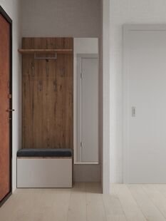 Фото № 6: Дизайн-проект двухкомнатной квартиры 30.3  м² Стиль Минимализм для ЖК Первый квартал