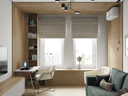 Фото № 6: Дизайн-проект трехкомнатной квартиры 79.0  м² Современный стиль для ЖК Веллтон Парк