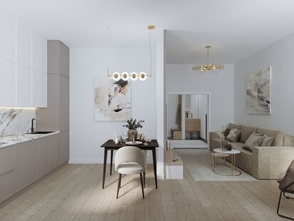 Фото № 3: Дизайн-проект двухкомнатной квартиры 59.17  м² стиль Модернизм для ЖК Main Street