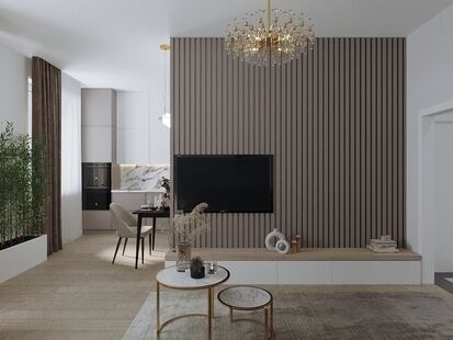 Фото № 4: Дизайн-проект двухкомнатной квартиры 59.17  м² стиль Модернизм для ЖК Main Street