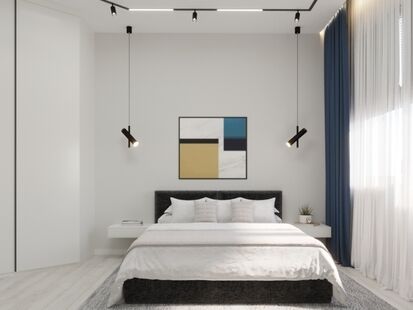 Фото № 2: Дизайн-проект трехкомнатной квартиры 55.55  м² Современный стиль для ЖК Донской