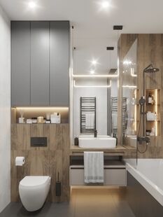 Фото № 3: Дизайн-проект трехкомнатной квартиры 55.55  м² Современный стиль для ЖК Донской