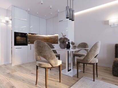 Фото № 3: Дизайн-проект двухкомнатной квартиры 41.2  м² Современный стиль для ЖК Люберцы Парк