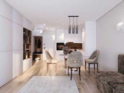 Фото № 5: Дизайн-проект двухкомнатной квартиры 41.2  м² Современный стиль для ЖК Люберцы Парк