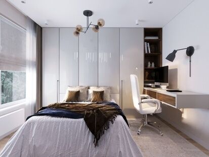 Фото № 2: Дизайн-проект двухкомнатной квартиры 41.2  м² Современный стиль для ЖК Люберцы Парк