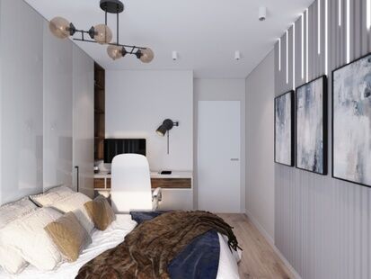 Фото № 6: Дизайн-проект двухкомнатной квартиры 41.2  м² Современный стиль для ЖК Люберцы Парк