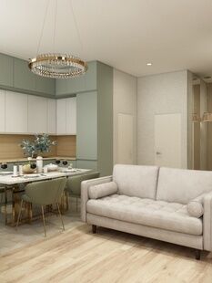 Фото № 2: Дизайн-проект двухкомнатной квартиры 64.6  м² Современный стиль для ЖК Балтийский