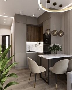 Фото № 1: Дизайн-проект двухкомнатной квартиры 37.6  м² стиль Модернизм для ЖК Лидер Парк