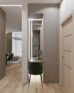 Фото № 3: Дизайн-проект двухкомнатной квартиры 37.6  м² стиль Модернизм для ЖК Лидер Парк