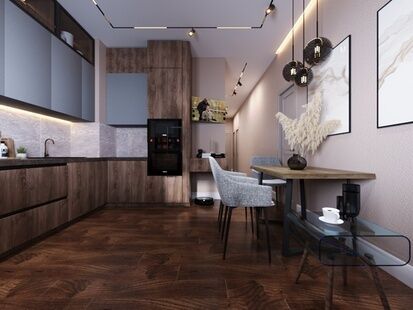 Фото № 5: Дизайн-проект трехкомнатной квартиры 81.28  м² стиль Модернизм для ЖК Ленинградка 58