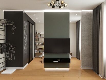 Фото № 4: Дизайн-проект двухкомнатной квартиры 42.94  м² Стиль Лофт для ЖК Московский