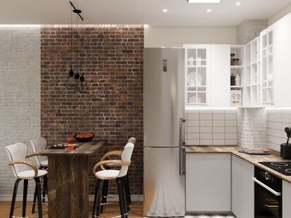 Фото № 6: Дизайн-проект двухкомнатной квартиры 42.94  м² Стиль Лофт для ЖК Московский