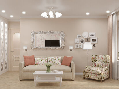 Фото № 3: Дизайн-проект двухкомнатной квартиры 45.68  м² Стиль Прованс для ЖК Московский