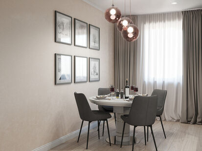 Фото № 5: Дизайн-проект двухкомнатной квартиры 62.12  м² Стиль Эклектика для ЖК Московский