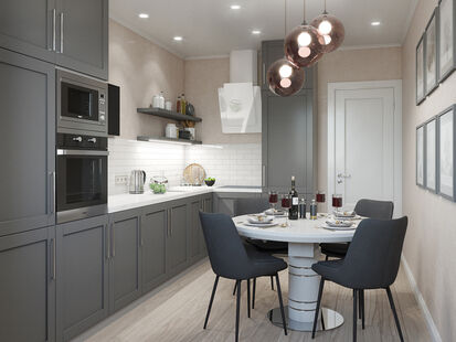 Фото № 3: Дизайн-проект двухкомнатной квартиры 62.12  м² Стиль Эклектика для ЖК Московский