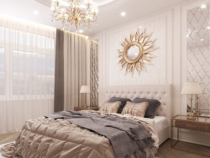 Фото № 1: Дизайн-проект четырехкомнатной квартиры 129.6  м² Стиль Американская классика для ЖК Триколор