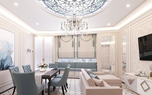 Фото № 3: Дизайн-проект четырехкомнатной квартиры 129.6  м² Стиль Американская классика для ЖК Триколор