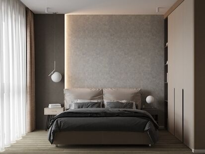 Фото № 6: Дизайн-проект однокомнатной квартиры 43.6  м² Современный стиль для ЖК Дискавери Парк