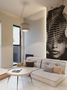 Фото № 6: Дизайн-проект двухкомнатной квартиры 43.21  м² стиль Модернизм для ЖК Первый квартал