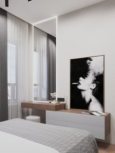 Фото № 2: Дизайн-проект двухкомнатной квартиры 43.21  м² стиль Модернизм для ЖК Первый квартал