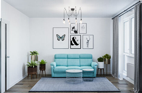 Фото № 5: Дизайн-проект трехкомнатной квартиры 80.25  м² Скандинавский стиль для ЖК Московский