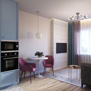 Фото № 5: Дизайн-проект двухкомнатной квартиры 63.31  м² Современный стиль для ЖК Новое Внуково