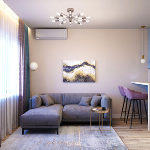 Фото № 3: Дизайн-проект двухкомнатной квартиры 63.31  м² Современный стиль для ЖК Новое Внуково