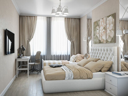 Фото № 1: Дизайн-проект двухкомнатной квартиры 38.93  м² Стиль Современная классика для ЖК Испанские Кварталы