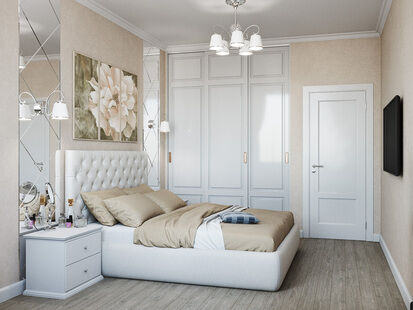 Фото № 5: Дизайн-проект двухкомнатной квартиры 38.93  м² Стиль Современная классика для ЖК Испанские Кварталы