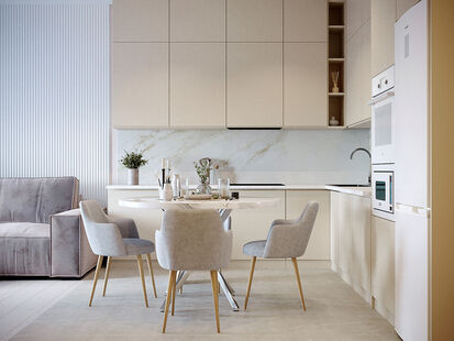 Фото № 1: Дизайн-проект четырехкомнатной квартиры 92.2  м² Современный стиль для ЖК Bauman House