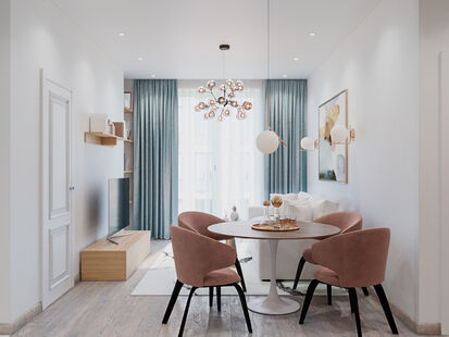 Фото № 3: Дизайн-проект двухкомнатной квартиры 66.6  м² Стиль Контемпорари для ЖК Маяк