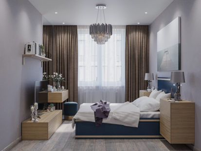 Фото № 1: Дизайн-проект двухкомнатной квартиры 66.6  м² Стиль Контемпорари для ЖК Маяк