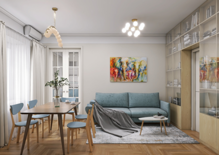 Фото № 1: Дизайн-проект трехкомнатной квартиры 84.28  м² Стиль Контемпорари для ЖК Московский