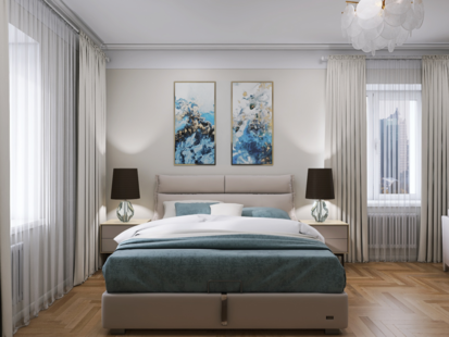 Фото № 5: Дизайн-проект трехкомнатной квартиры 84.28  м² Стиль Контемпорари для ЖК Московский