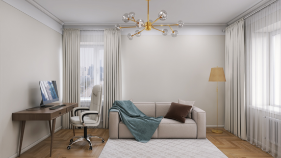 Фото № 2: Дизайн-проект трехкомнатной квартиры 84.28  м² Стиль Контемпорари для ЖК Московский