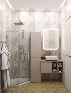 Фото № 4: Дизайн-проект трехкомнатной квартиры 84.28  м² Стиль Контемпорари для ЖК Московский