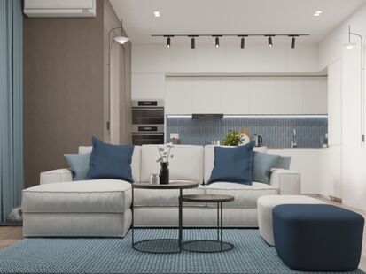 Фото № 4: Дизайн-проект трехкомнатной квартиры 59.76  м² Современный стиль для ЖК Лучи