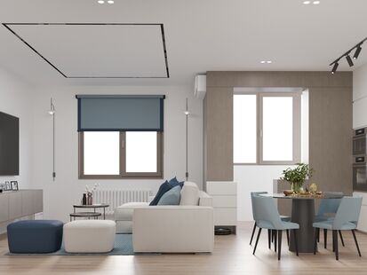 Фото № 1: Дизайн-проект трехкомнатной квартиры 59.76  м² Современный стиль для ЖК Лучи