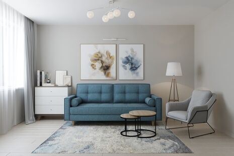 Фото № 1: Дизайн-проект двухкомнатной квартиры 64.8  м² Скандинавский стиль для ук зеленоградск