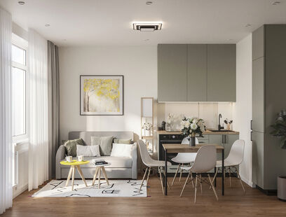 Фото № 1: Дизайн-проект квартиры-студии 29.9  м² Скандинавский стиль для ЖК Дом на Львовской