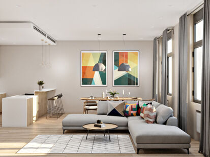 Фото № 1: Дизайн-проект четырехкомнатной квартиры 120.37  м² Современный стиль для ЖК Серебряный Фонтан