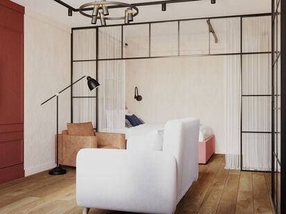 Фото № 2: Дизайн-проект однокомнатной квартиры 33.57  м² Стиль Минимализм для ЖК Московский