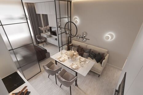 Фото № 1: Дизайн-проект трехкомнатной квартиры 72.87  м² Современный стиль для ЖК Первый Московский