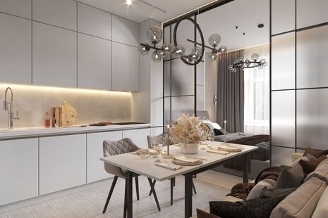 Фото № 4: Дизайн-проект трехкомнатной квартиры 72.87  м² Современный стиль для ЖК Первый Московский