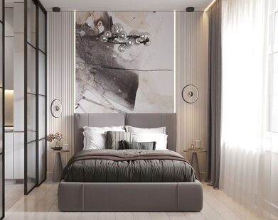 Фото № 6: Дизайн-проект трехкомнатной квартиры 72.87  м² Современный стиль для ЖК Первый Московский