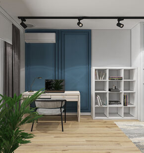 Фото № 1: Дизайн-проект однокомнатной квартиры 43.14  м² Эко-стиль для ЖК Октябрьское поле